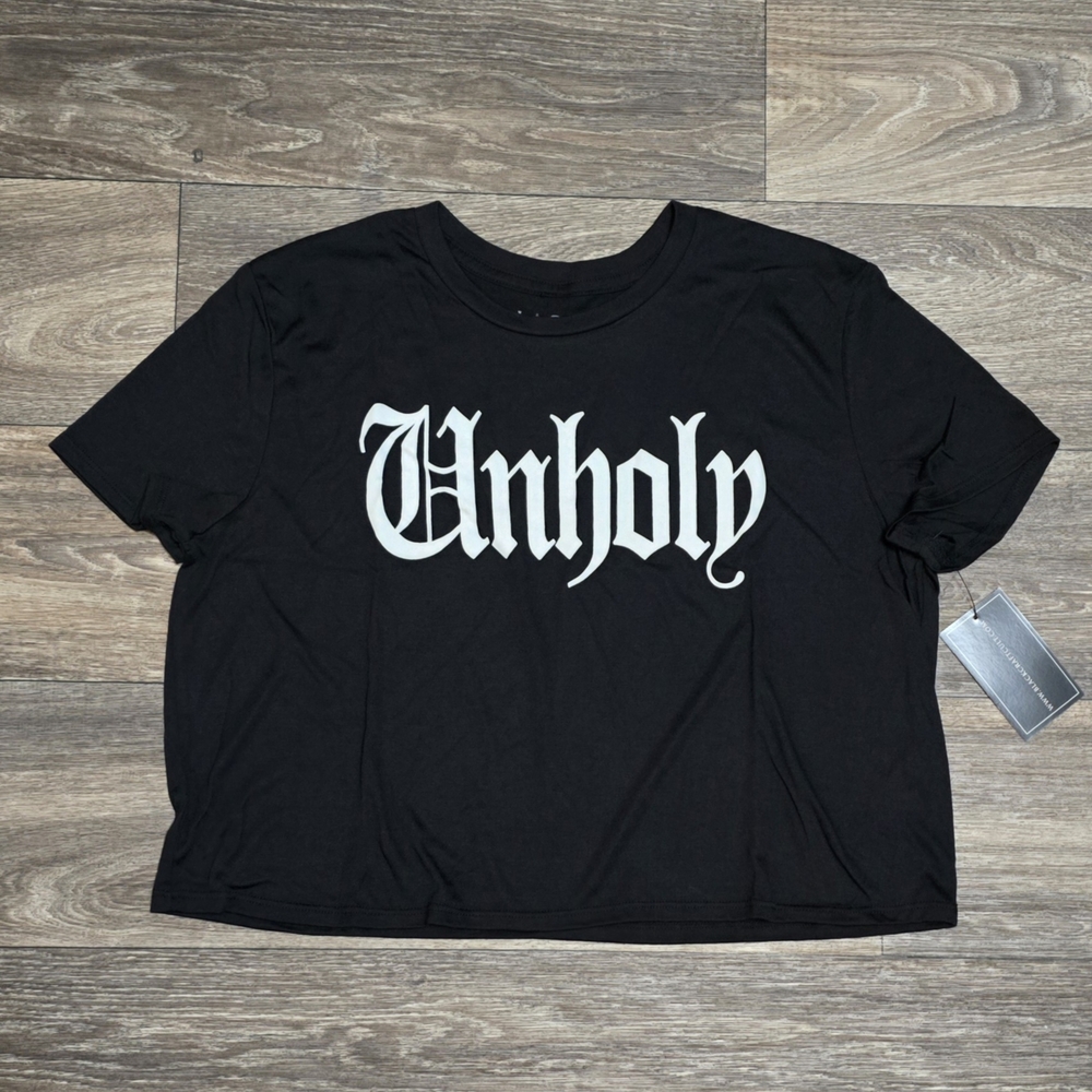 Blackcraft Unholy Flowy Crop Tee with Crew Neck